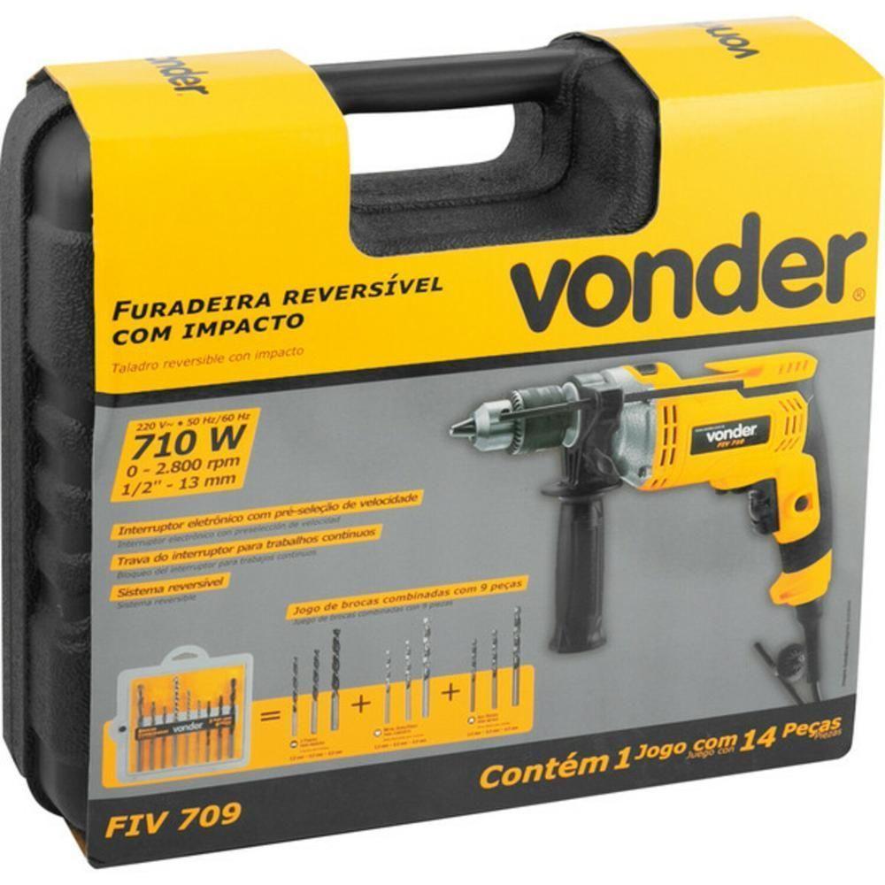 Furadeira De Impacto1-2 Kit Com 9 Brocas Fiv709 Vonder 220V - 4