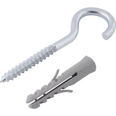 Gancho 5,5x70mm Zincado Com Bucha 8mm G-8 Com 100 Peças Vonder