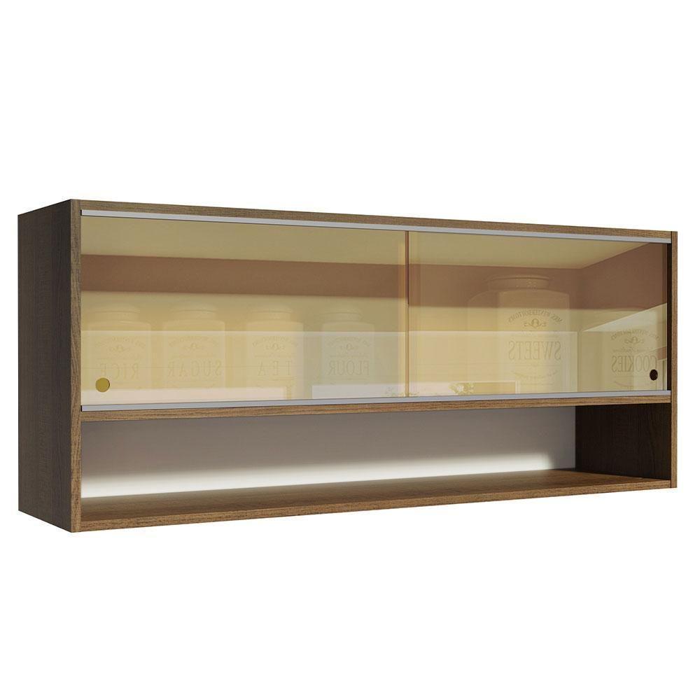 Armário Aéreo 2 Portas Correr Vidro 1 Nicho Glamy, E Rustic - 1