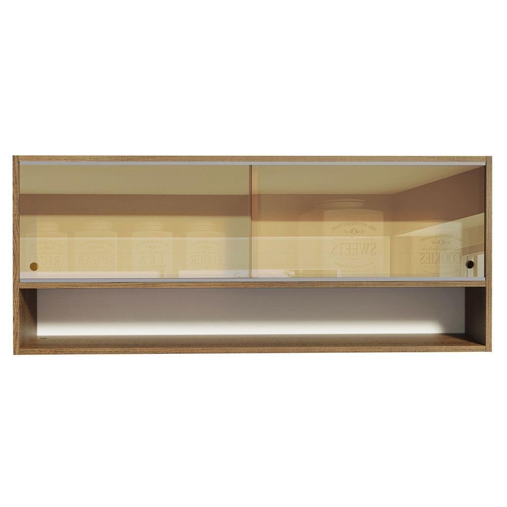 Armário Aéreo 2 Portas Correr Vidro 1 Nicho Glamy, E Rustic - 5