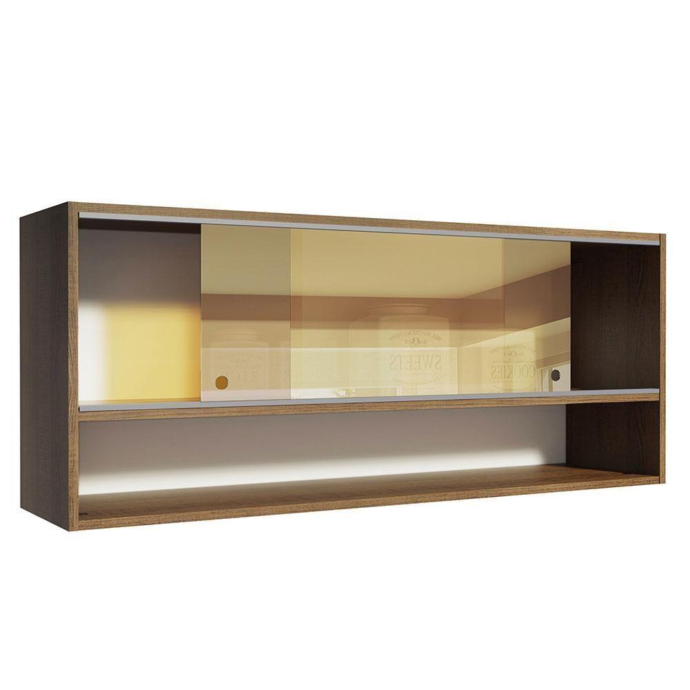 Armário Aéreo 2 Portas Correr Vidro 1 Nicho Glamy, E Rustic - 6