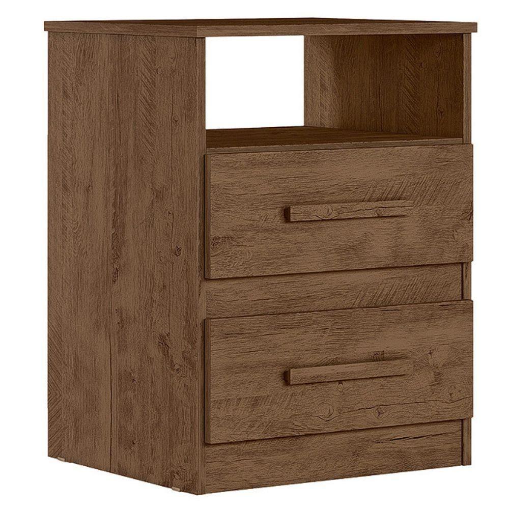 Mesa De Cabeceira Apolo 2 Gavetas 46 Cm Castanho Wood Flex Moval Castanho Wood Flex - 1
