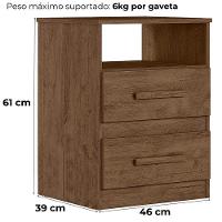 Mesa De Cabeceira Apolo 2 Gavetas 46 Cm Castanho Wood Flex Moval Castanho Wood Flex - 3