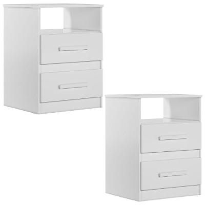 Kit 2 Mesas De Cabeceira Apolo 2 Gavetas 46 Cm Branco Flex Moval Branco Flex