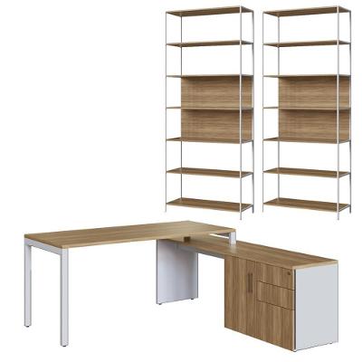 Conjunto Escritorio 3 Pecas Office 25910 Nogal Sevilha Branco Artesano Nogal Sevilha Branco