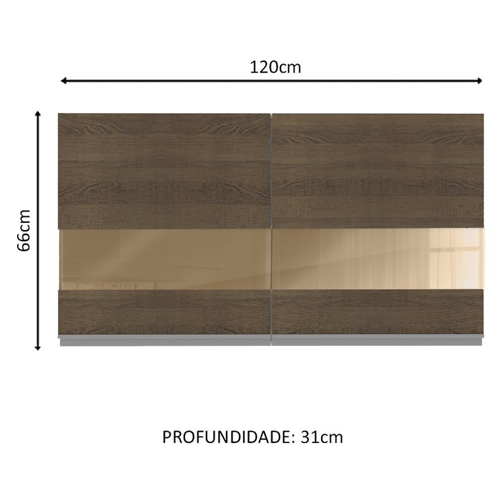 Armário Aéreo Glamy 100%MDF 120cm 2 Portas BR/Rustic Madesa - 8