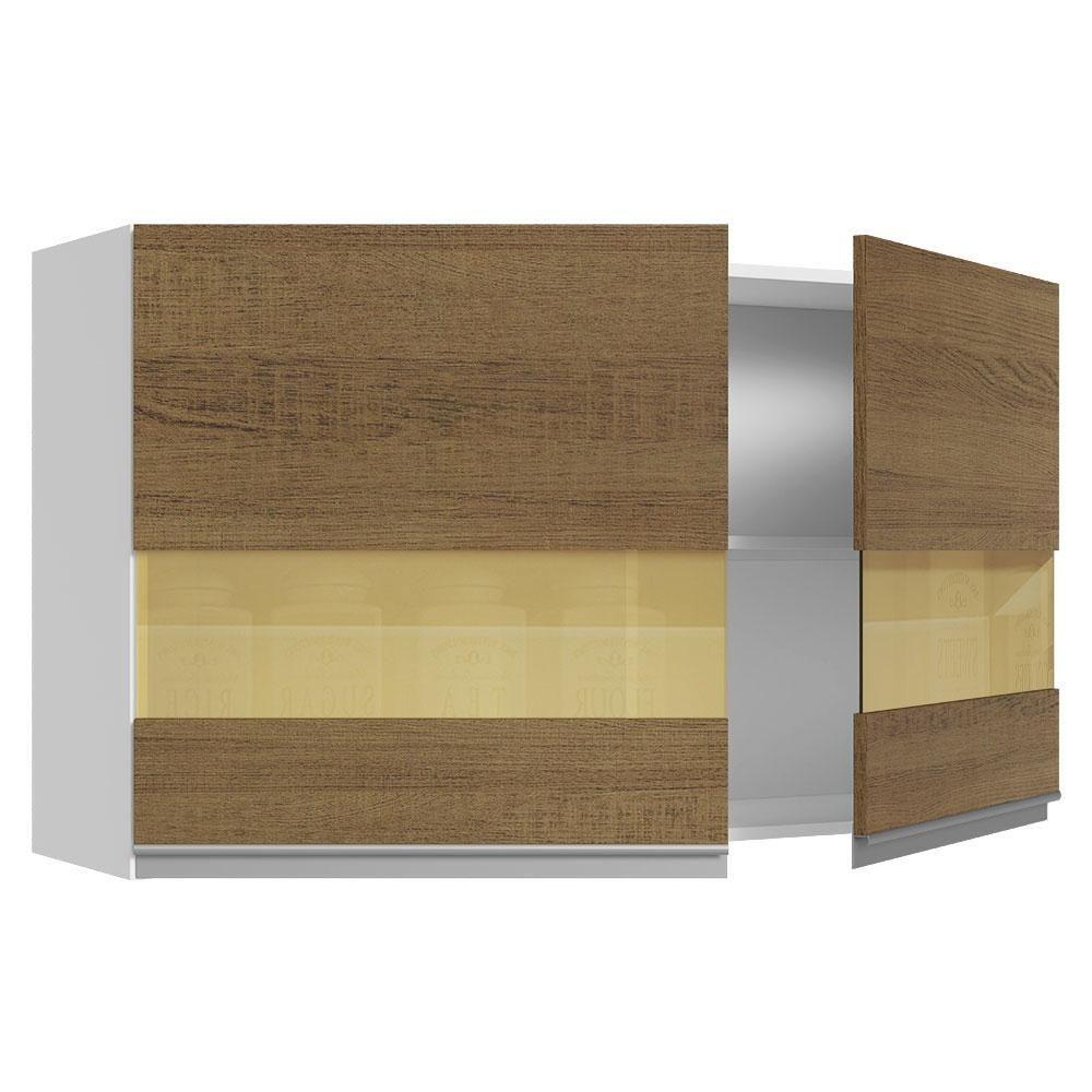 Armário Aéreo Glamy 100%MDF 120cm 2 Portas BR/Rustic Madesa - 9