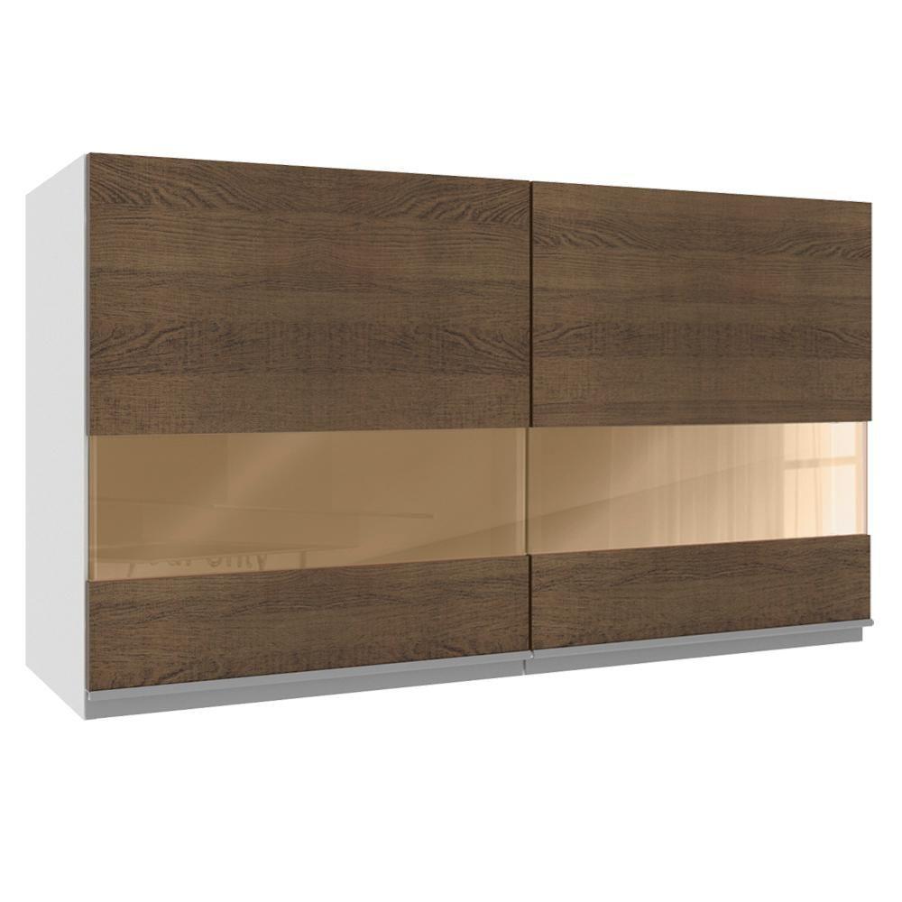 Armário Aéreo Glamy 100%MDF 120cm 2 Portas BR/Rustic Madesa - 4