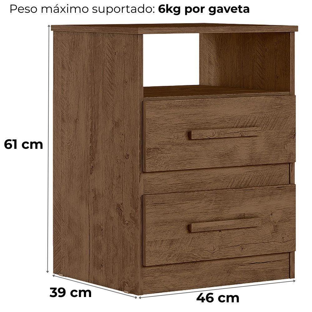 Kit 2 Mesas De Cabeceira Apolo 2 Gavetas 46 Cm Castanho Wood Flex Moval Castanho Wood Flex - 3