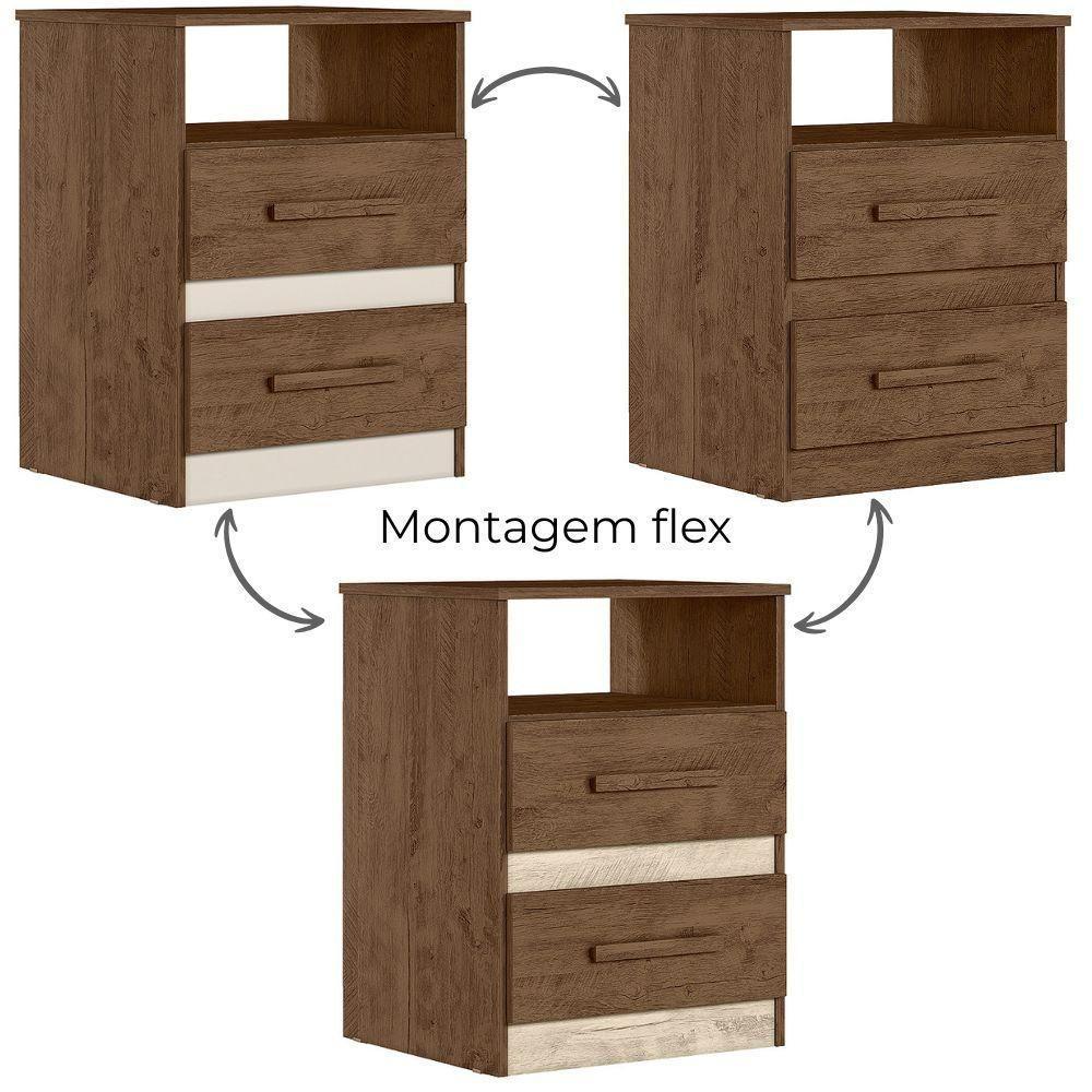 Kit 2 Mesas De Cabeceira Apolo 2 Gavetas 46 Cm Castanho Wood Flex Moval Castanho Wood Flex - 4