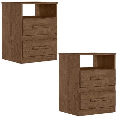 Kit 2 Mesas De Cabeceira Apolo 2 Gavetas 46 Cm Castanho Wood Flex Moval Castanho Wood Flex