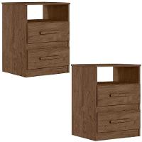 Kit 2 Mesas De Cabeceira Apolo 2 Gavetas 46 Cm Castanho Wood Flex Moval Castanho Wood Flex - 1