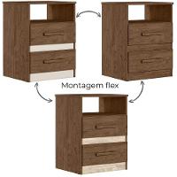 Kit 2 Mesas De Cabeceira Apolo 2 Gavetas 46 Cm Castanho Wood Flex Moval Castanho Wood Flex