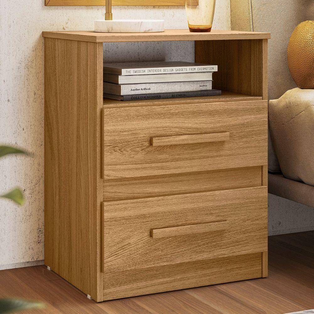 Mesa De Cabeceira Apolo 2 Gavetas 46 Cm Freijo Moval Freijo - 2