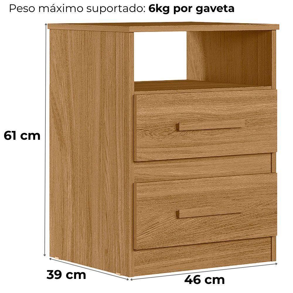 Mesa De Cabeceira Apolo 2 Gavetas 46 Cm Freijo Moval Freijo - 3