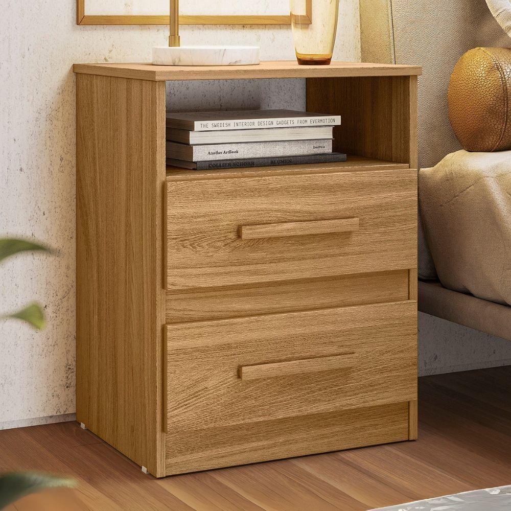 Mesa De Cabeceira Apolo 2 Gavetas 46 Cm Freijo Moval Freijo - 6