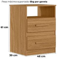 Mesa De Cabeceira Apolo 2 Gavetas 46 Cm Freijo Moval Freijo - 3