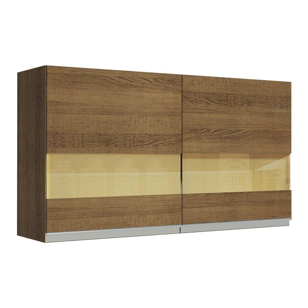 Armário Aéreo Glamy 120cm 2 Portas com Vidro Rustic Madesa - 1