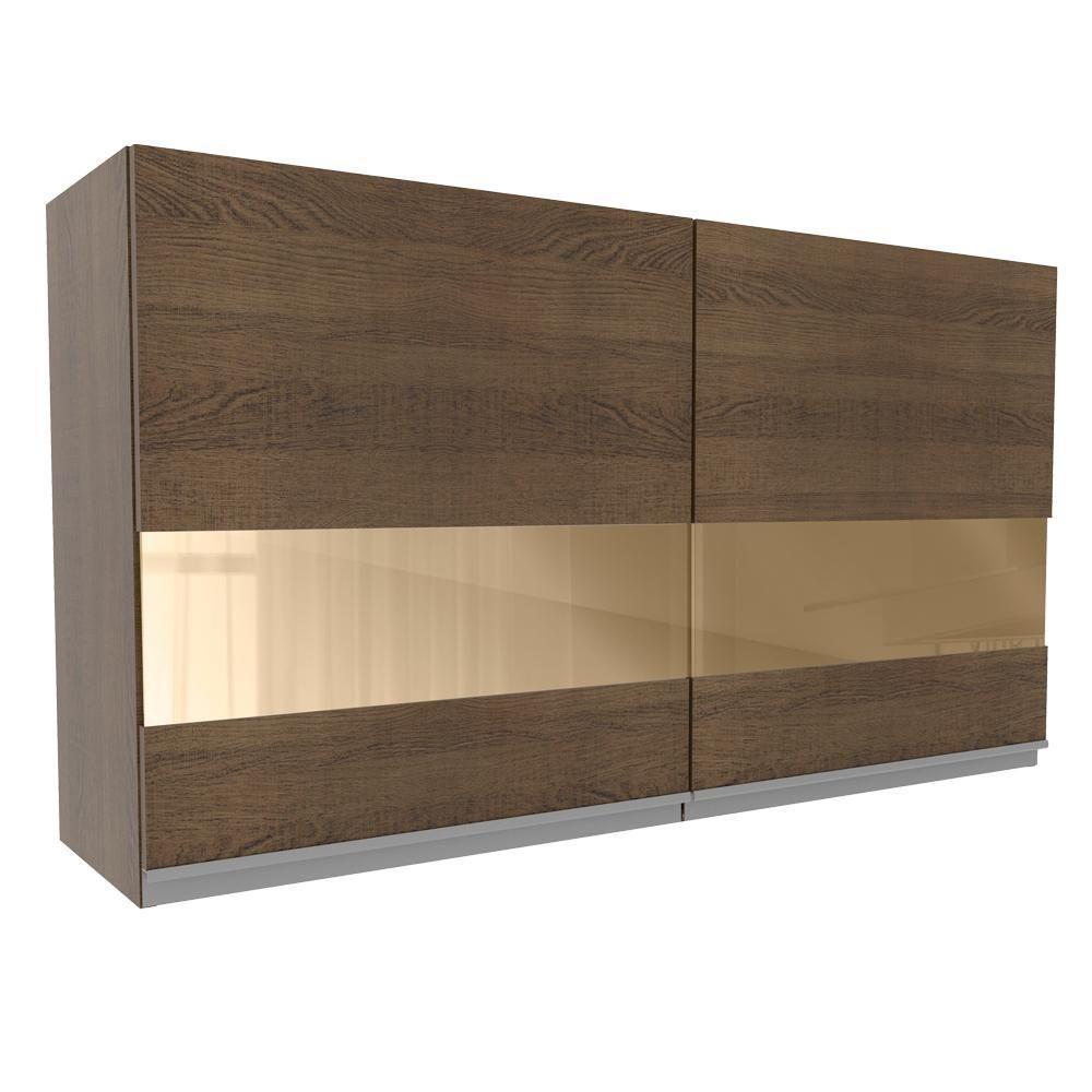 Armário Aéreo Glamy 120cm 2 Portas com Vidro Rustic Madesa - 3