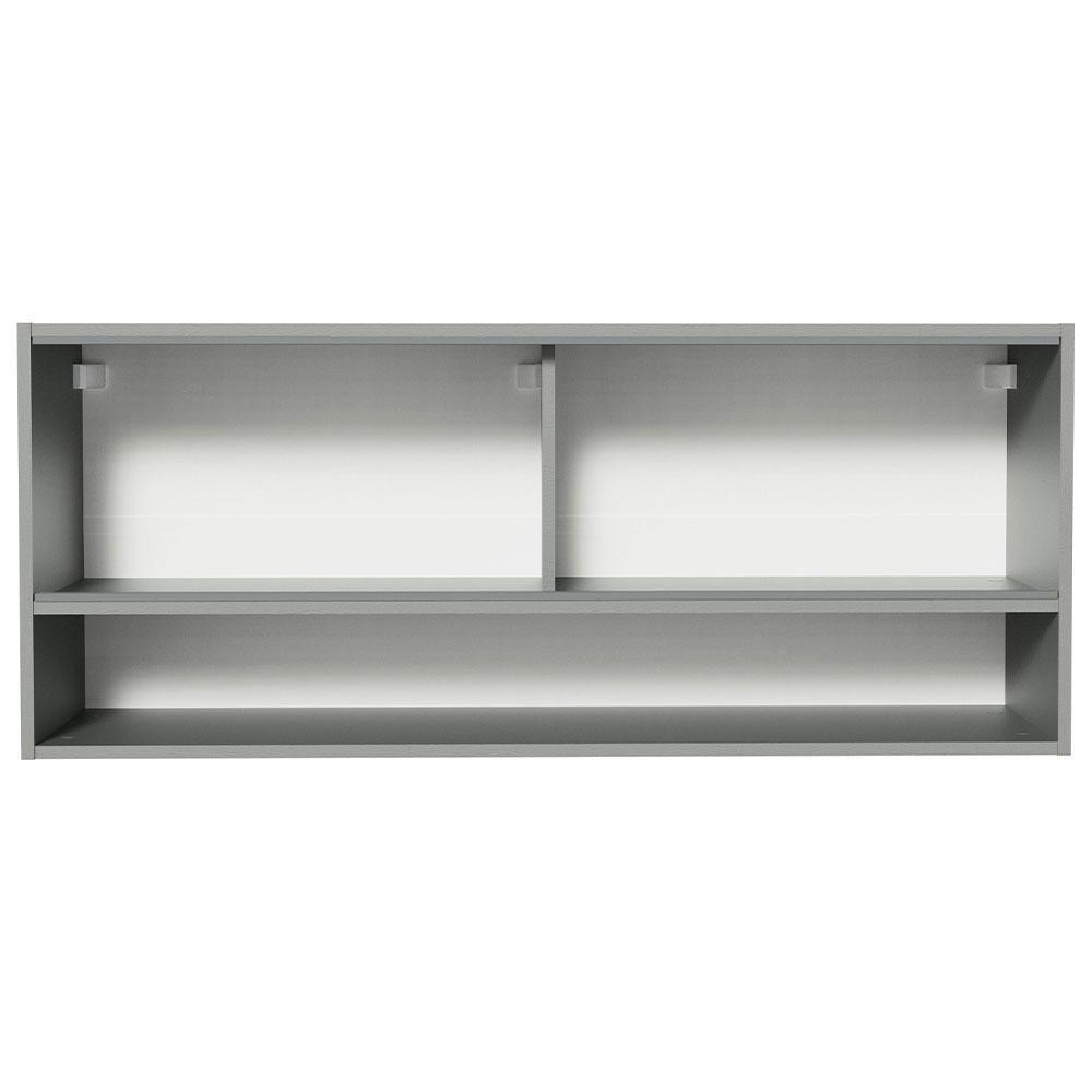 Armário Aéreo 2 Portas De Correr De Vidro Neutral E 1 Nicho Cinza Nice Madesa Cinza - 4