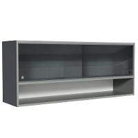 Armário Aéreo 2 Portas De Correr De Vidro Neutral E 1 Nicho Cinza Nice Madesa Cinza - 1