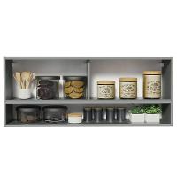 Armário Aéreo 2 Portas De Correr De Vidro Neutral E 1 Nicho Cinza Nice Madesa Cinza - 2