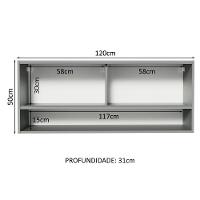 Armário Aéreo 2 Portas De Correr De Vidro Neutral E 1 Nicho Cinza Nice Madesa Cinza - 9