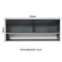 Armário Aéreo 2 Portas De Correr De Vidro Neutral E 1 Nicho Cinza Nice Madesa Cinza - 10