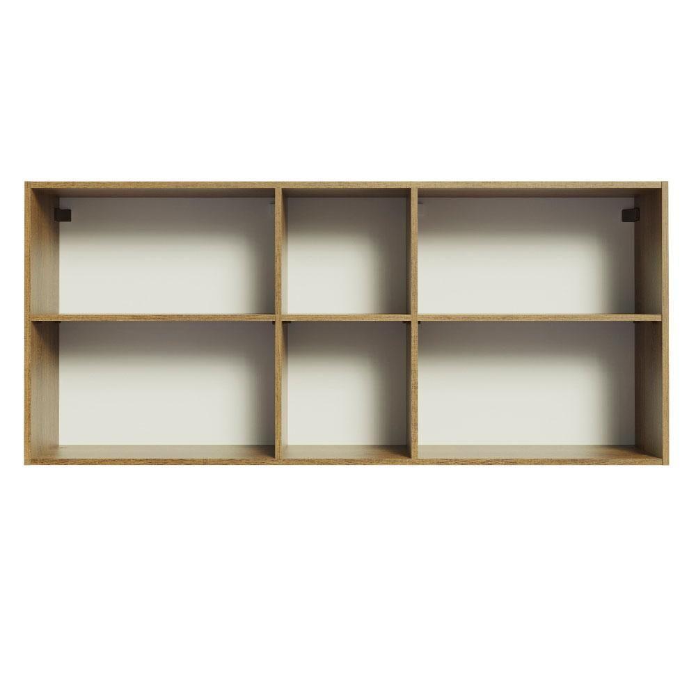 Armário Aéreo 150 Cm 2 Portas E 2 Nichos Rustic/Preto - 2