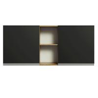 Armário Aéreo 150 Cm 2 Portas E 2 Nichos Rustic/Preto