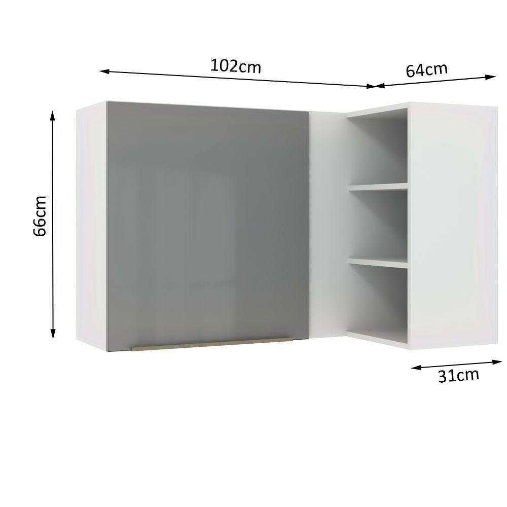 Armário Aéreo de Canto com Adega Acoplada 1 Porta Branco - 10