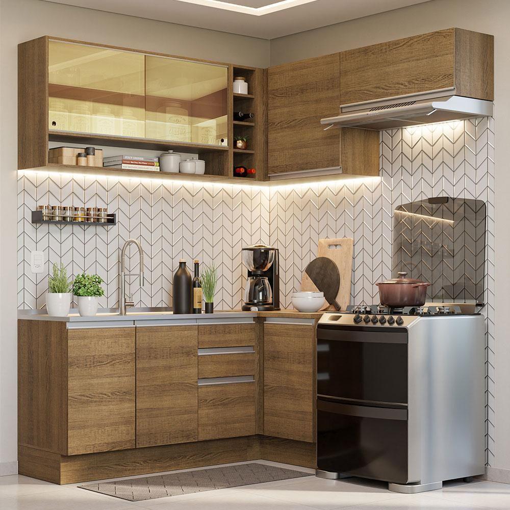 Armário De Cozinha 349Cm Rustic Glamy 06 Rustic - 1