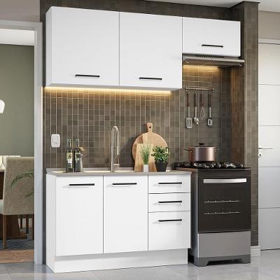 Cozinha Compacta Agata 5 Portas 3 Gavetas em MDF 180cm Branco