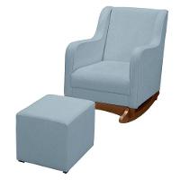 Poltrona Amamentação Aquila Plus Com Puff Boucle Azul Claro - Fratello - 1