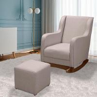 Poltrona Amamentação Aquila Plus Com Puff Linho Bege - Fratello - 7