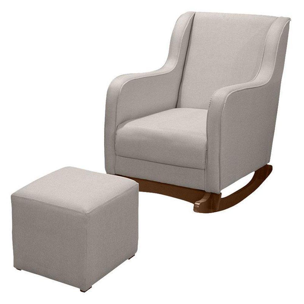 Poltrona Amamentação Aquila Plus Com Puff Linho Off White - Fratello - 1