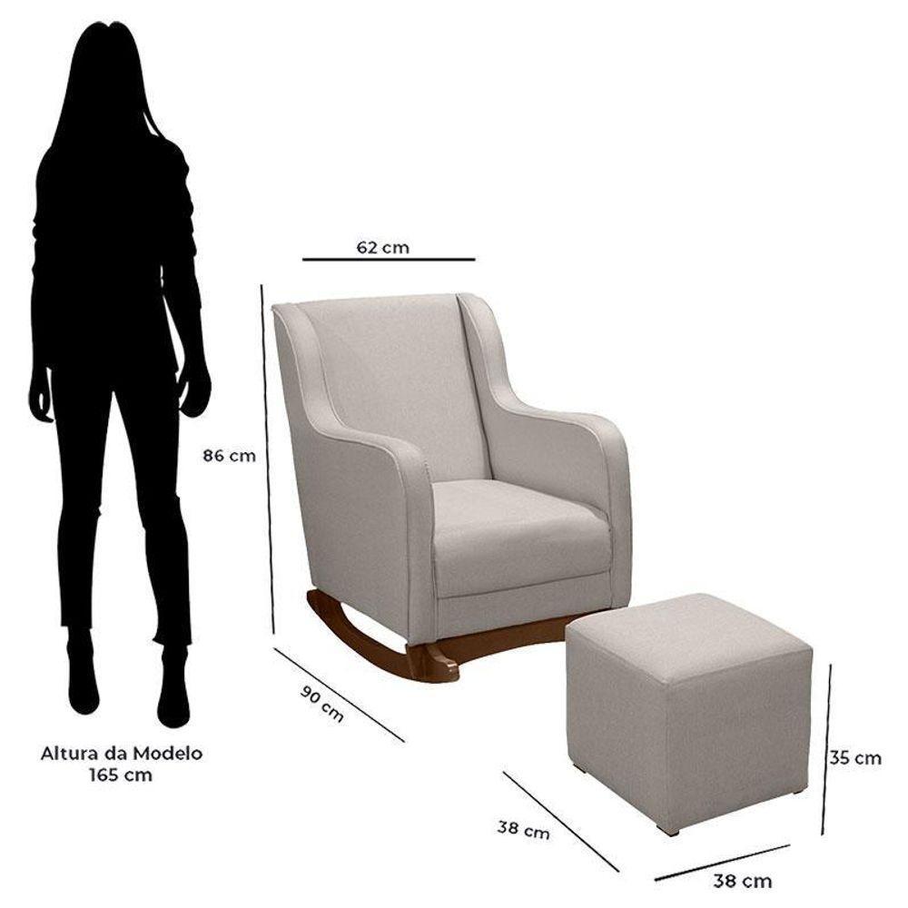 Poltrona Amamentação Aquila Plus Com Puff Linho Off White - Fratello - 5