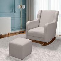 Poltrona Amamentação Aquila Plus Com Puff Linho Off White - Fratello - 7