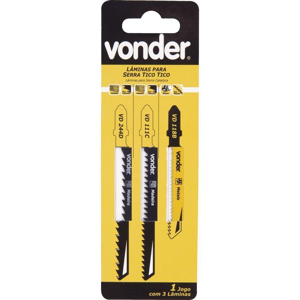 Jogo Lamina Serra Tico-tico Encaixe T Com 3 Peças - Vonder - 2