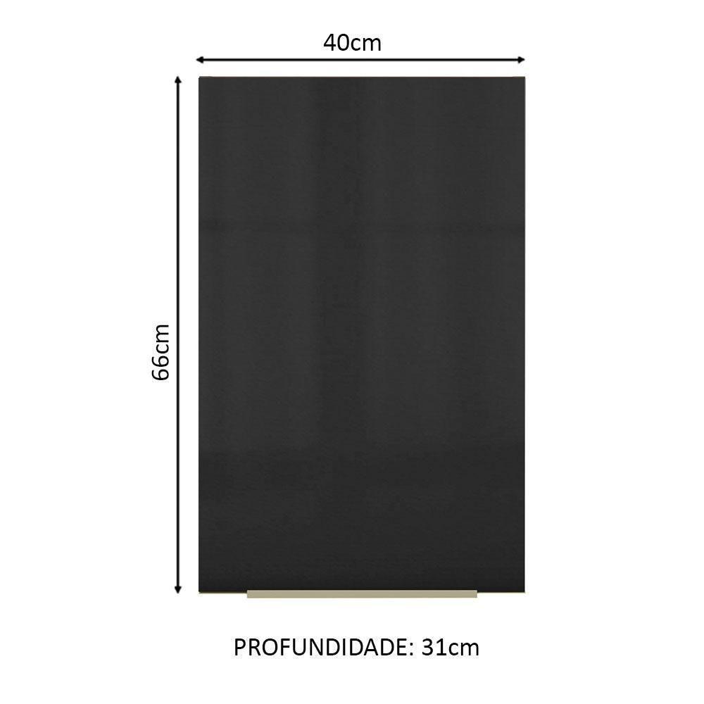 Armário Aéreo Madesa Lux 40 cm 1 Porta Rustic e Preto - 8