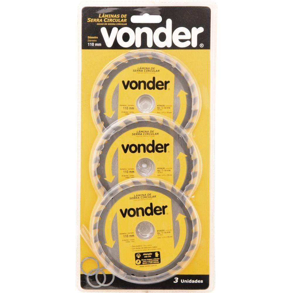Lamina Serra Circ Vídea 110x20x2,6mm 24d Mad 3 Pçs Vonder - 2