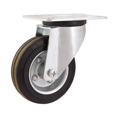 Rodizio Giratório 8 Média 180kg Núcleo Chapa Borracha Preta