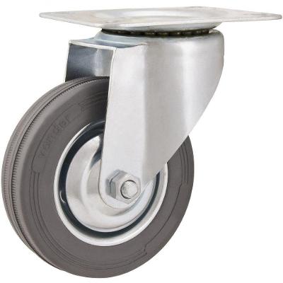 Rodizio Giratório 3 Leve 40kg Núcleo Chapa Borracha Cinza -