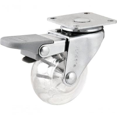 Rodizio Giratório Com Freio 2 Leve 35kg Poliuretano Transpa