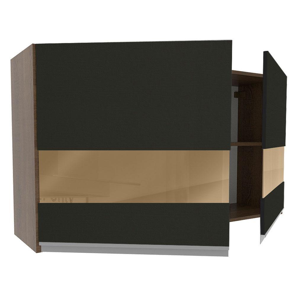 Armário Aéreo Madesa Glamy 2 Portas com Vidro Rustic Preto - 2