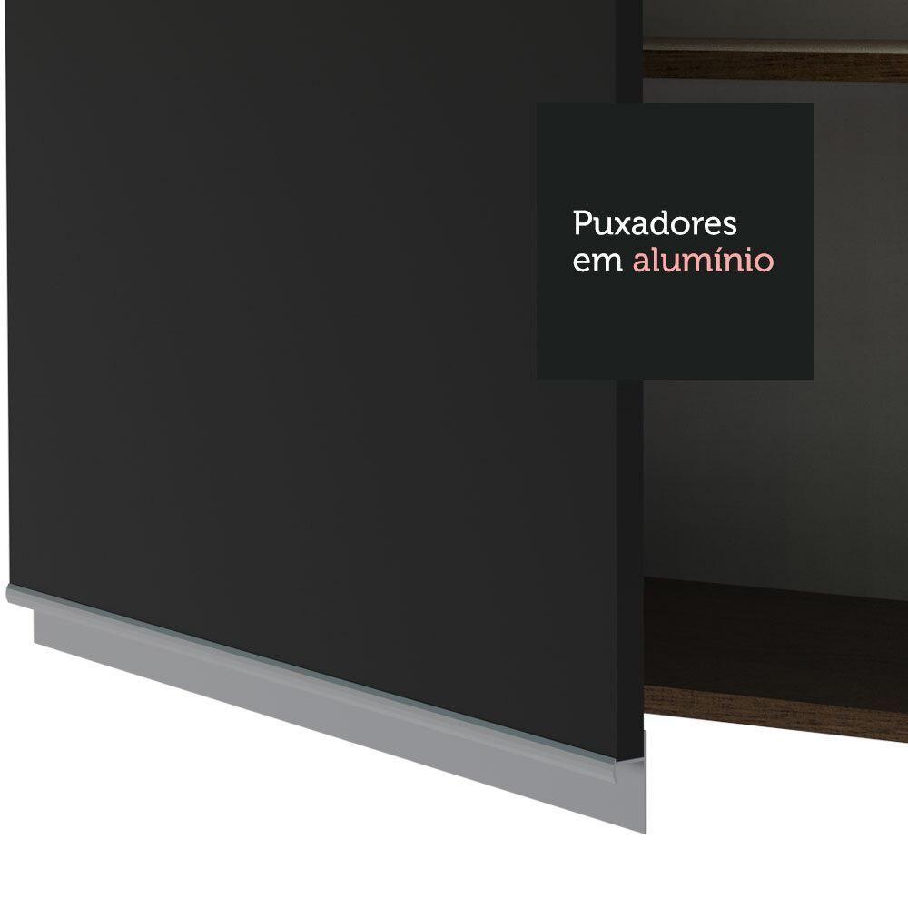 Armário Aéreo Madesa Glamy 2 Portas com Vidro Rustic Preto - 5