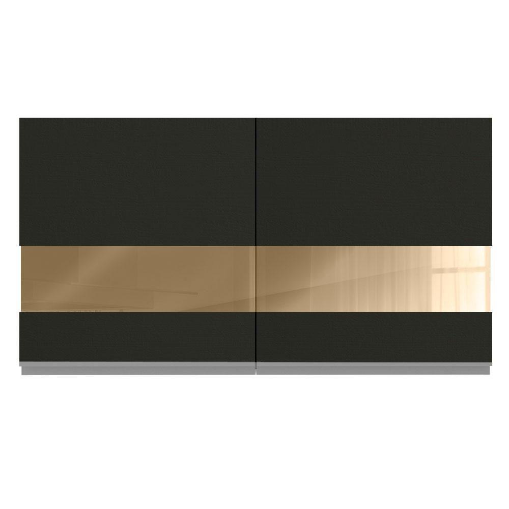 Armário Aéreo Madesa Glamy 2 Portas com Vidro Rustic Preto - 10