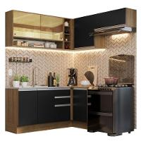 Armário De Cozinha 349Cm Rustic/Preto Glamy 06 Rustic/Preto - 5