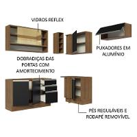Armário De Cozinha 349Cm Rustic/Preto Glamy 06 Rustic/Preto - 6