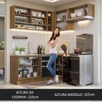 Armário De Cozinha 349Cm Rustic/Preto Glamy 06 Rustic/Preto - 7